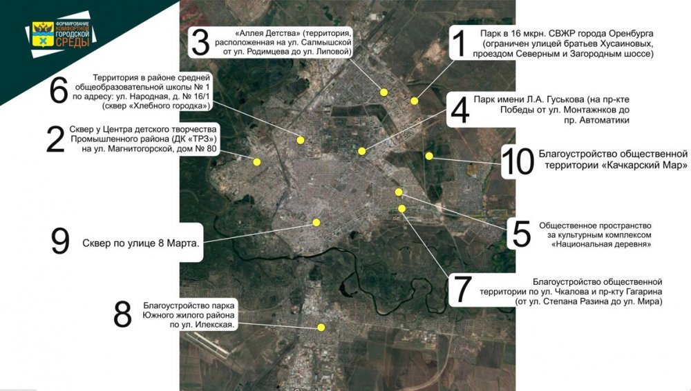 Выберите территории. Формирование комфортной городской среды в Оренбургской области.