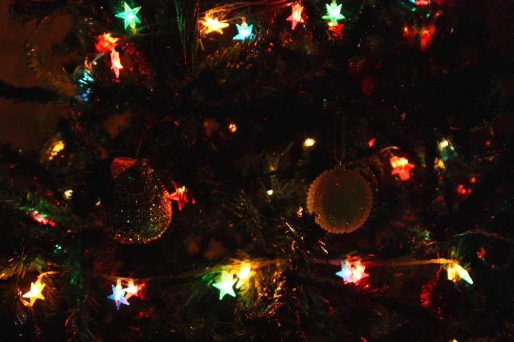 Ёлка, украшенная гирляндами и игрушками, — главный символ Нового года. Фото 1743.ru