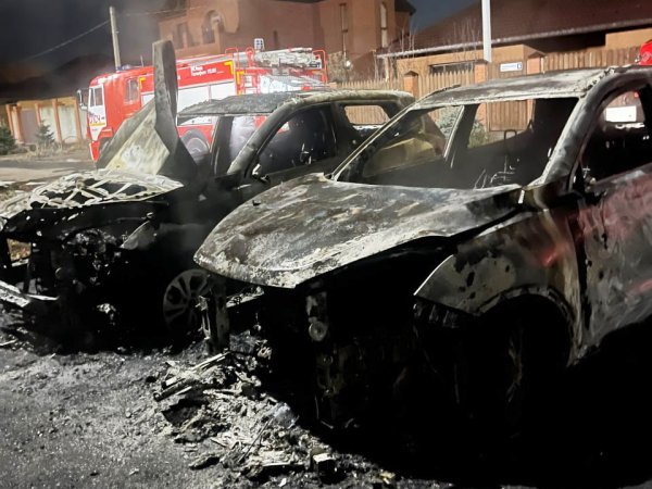 В пригороде Оренбурга ночью сгорели два автомобиля