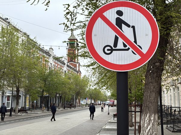 На улице Советской установлены знаки, запрещающие езду на самокатах